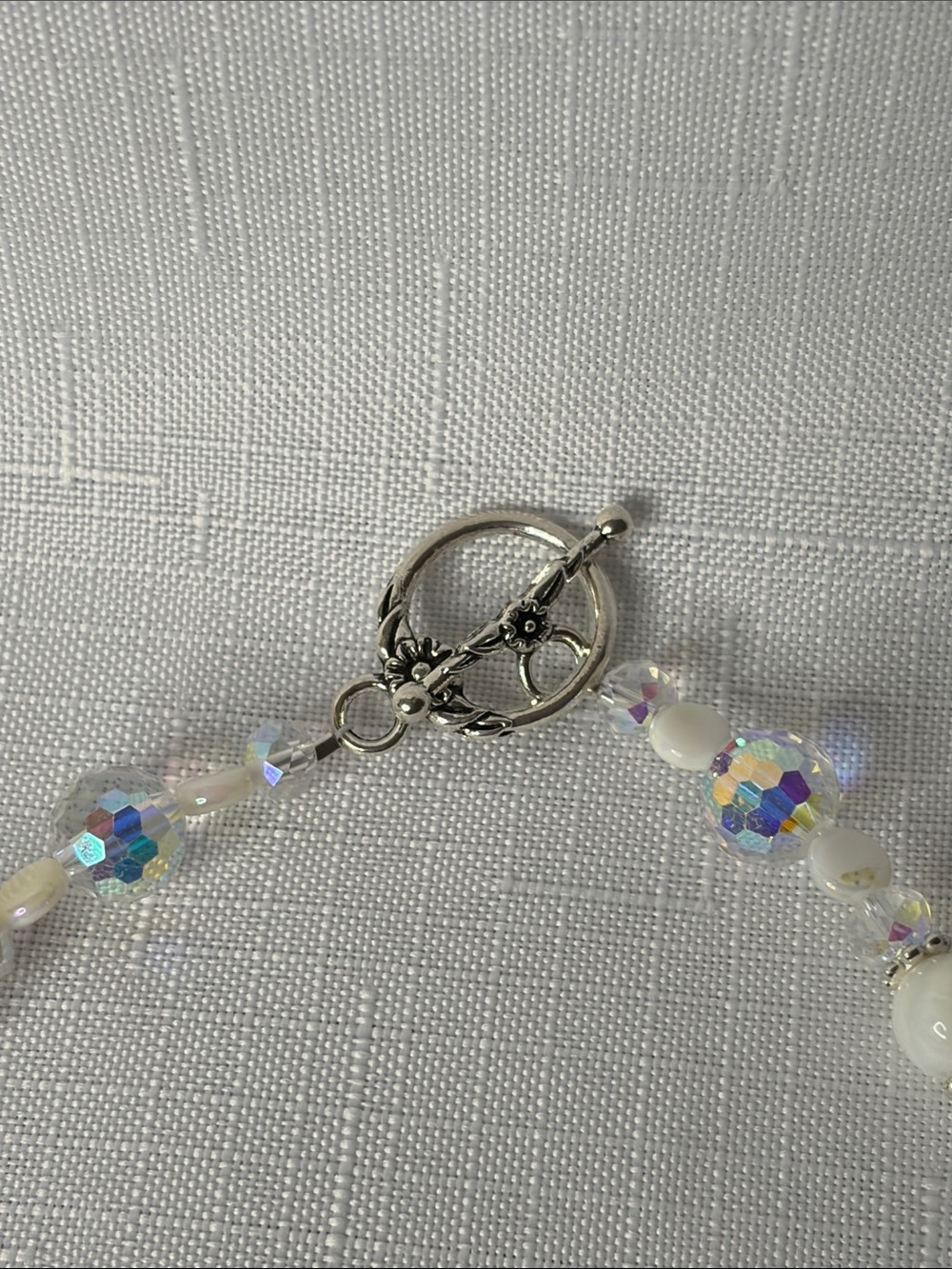 Handcrafted “The Sparkly Mother of Pearl” Necklace and Earring Set - Picture 5 of 7